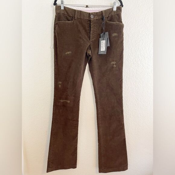 Dsquared2 Women’s trousers in cocoa brown corduroy distressed pants NWT. 40 - Picture 1 of 11